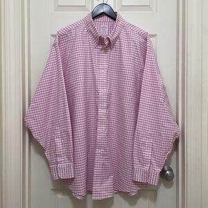 Brooks Brothers Madison Non-iron Button Down Pink White Gingham Checkered XXL
